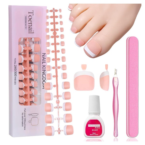 Fußnägel Künstliche 240 Matt Französisch Nude 1 ml (1er Pack 1 St