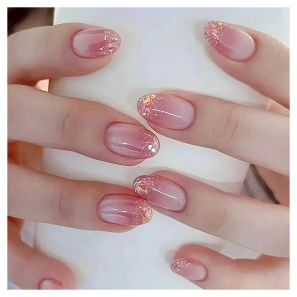 Press On Nägel 24 Stück Almond Rosa Ombre Frauen Mädchen des 1 St
