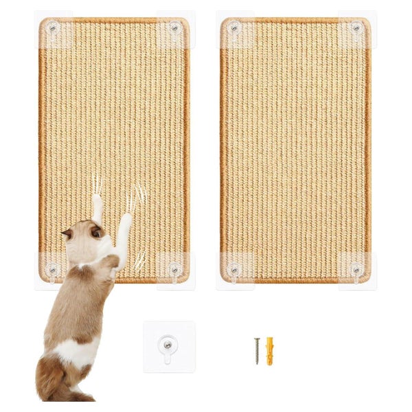 Wubushan Kratzmatte Katze 2er-Set (30x60cm) - Sisal Kratzbrett für Wand & Möbel
