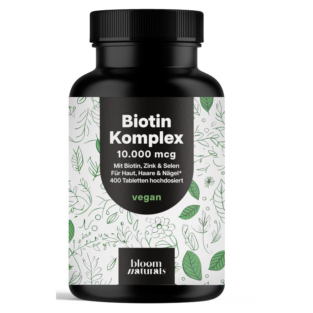 Biotin 10.000 mcg - 400 Tabletten - Bloom Naturals 400 St