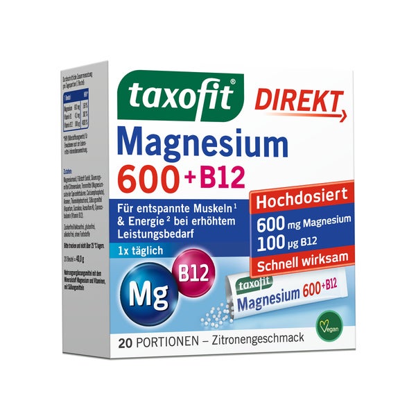 Taxofit Magnesium 600 + B12 Direktgra. 20 St
