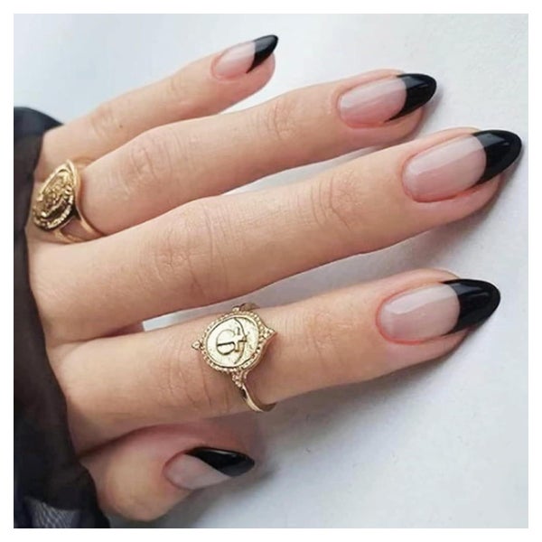Kunstnägel oval kurz schwarz French 24 Stück Black Almond Fr 1 St