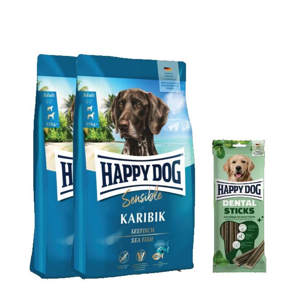 Sensible Karibik Doppelpack + Dental Snacks Dental Sticks 22,1 kg