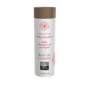 Shiatsu - Körperöl Massageöl mit Aroma Duft
 Geschmack Erdbeere und Roter Pfeffer 75 ml