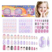 Falsche Nägel 72 Stück 3 Pack Jelly Klebstoffe Violette Blum 1 St