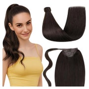 Pferdeschwanz Extensions Echthaar Remy Dunkelbraun 70g 30cm 1 St
