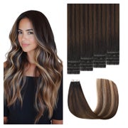 Haarverlängerung 50cm #1B 4 27 Balayage Schwarz zu Braun mit 1 St