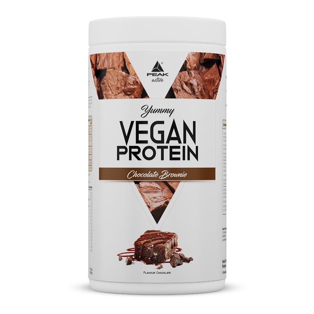 PEAK Yummy Vegan Protein - 450g - Geschmack Chocolate Brownie I 15 Portionen I Proteinquellen: Kürbis, Favabohne, Erbse, Mandel, Hanf I frei von Gentechnik I glutenfrei 450 g