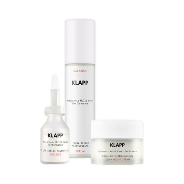 Klapp, Hyaluronic Multi Level Performance Triple Action Moisturizing Power Trio Set = Day & Night Cream 50 ml + Serum 50 ml + Booster 15 ml 3 St