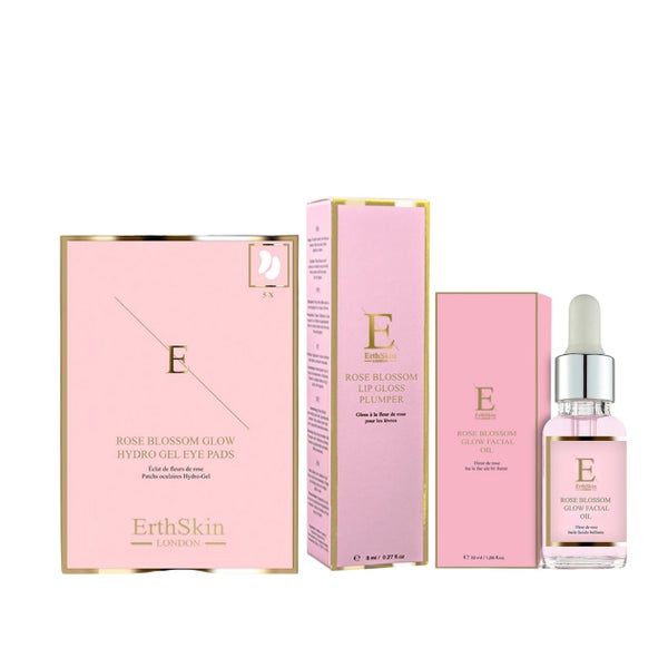 Rose Blossom Glow Gesichtsöl  + Hydro Gel Augepads + Lip Gloss Plumper Set 1 St