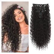 Haarverlängerung Clip lockig 22 Inch schwarzbraun 56 CM Schw 1 St