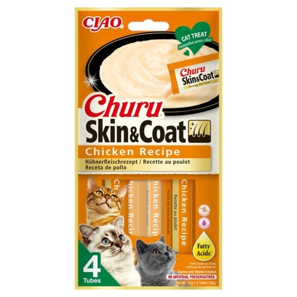 INABA Churu Skin&Coat 4x14g mit Huhn für Katzen 0,056 kg