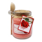 Florex Badesalz Rose mit Schafmilch im dekorativen Glas mit Holzlöffel 300 g