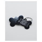 Hundemarke Knochenform Aluminium Schwarz Small mit QR-Code 1 St
