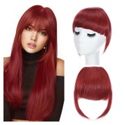Pony Clip in Haarclip Haarteil Damen Bangs Dunkelrot 1 St