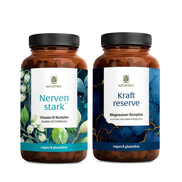 KRAFTRESERVE NERVENSTARK Paket: Magnesium & B Vitamine in einem veganen Bundle - NATURTREU®  g