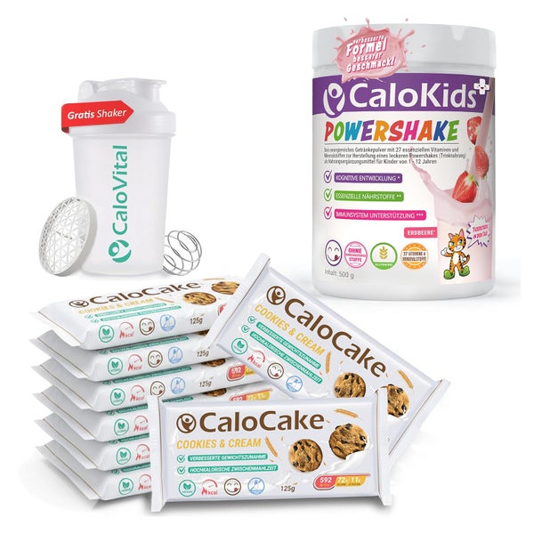 CaloKids Zunahme-Bundle 8x Riegel+Shake+Shaker 1500 g