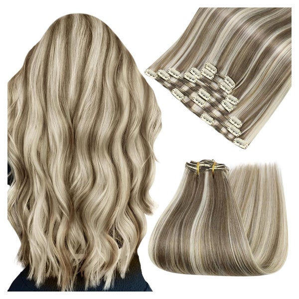 Extensions Clip in Echthaar Braun Blond 50cm 7pcs 1-10 cp #P 1 St