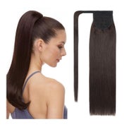 S-noilite Echthaar Pferdeschwanz Extensions Wrap Around Ponytail Glatt 90g 45cm