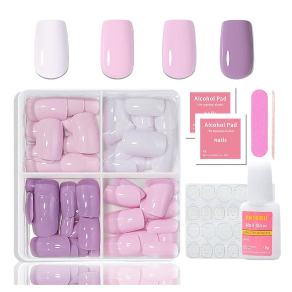 Falsche Nägel Press On 96PCS Kurz Französisch Square Tips Ro 1 St