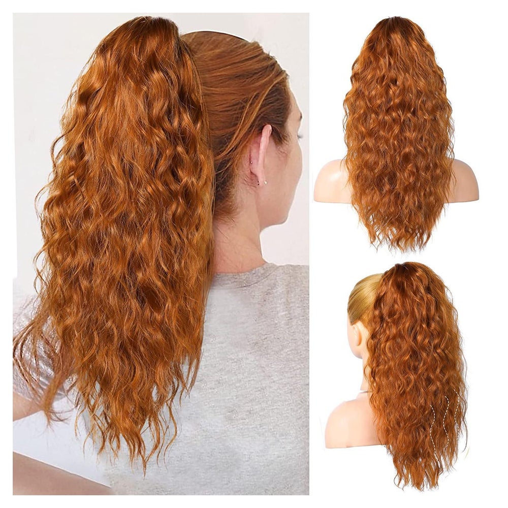 Pferdeschwanz Haarteil Strähnchen Clip Extensions 45cm Orang 1 St