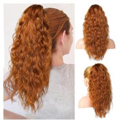 Pferdeschwanz Haarteil Strähnchen Clip Extensions 45cm Orang 1 St