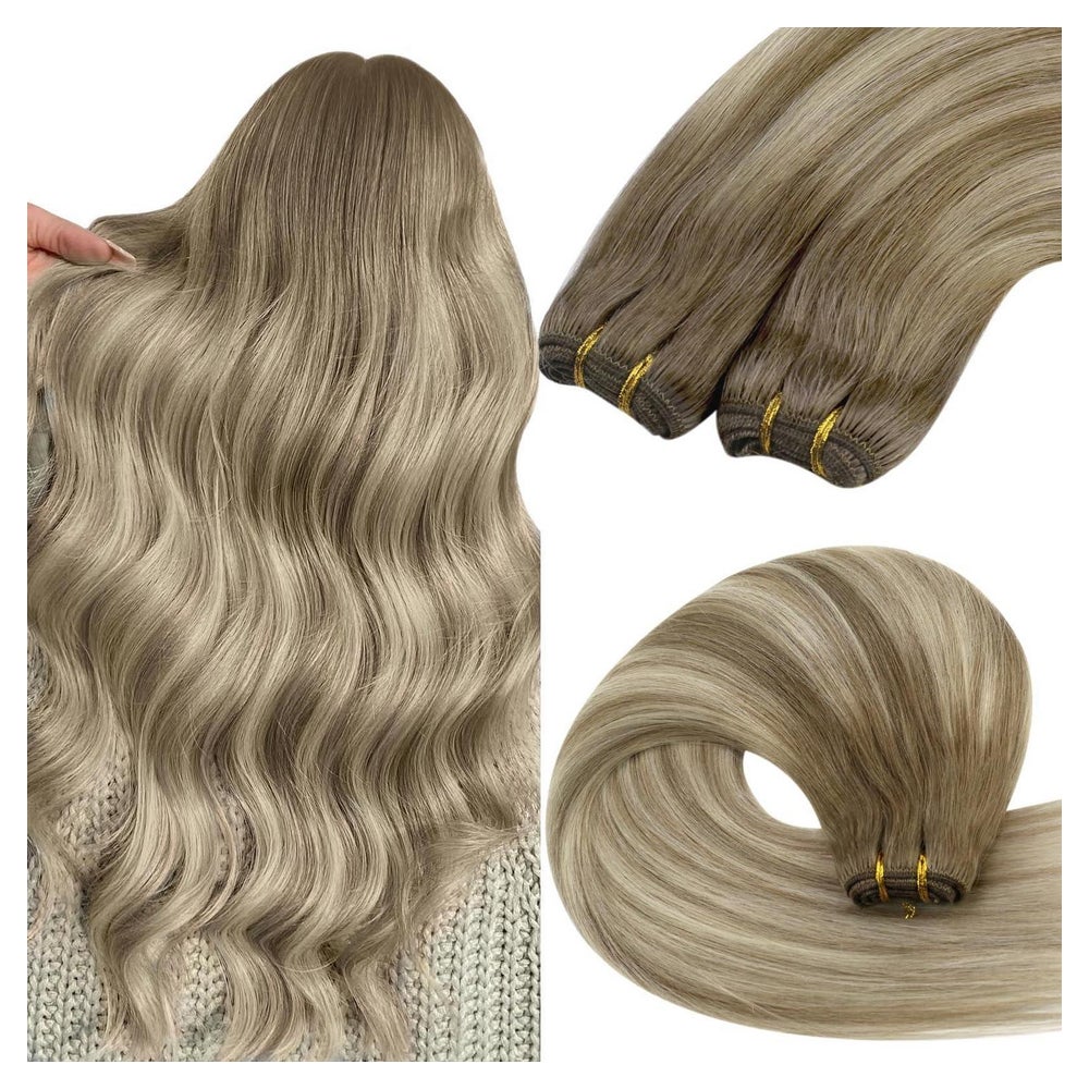 Tressen Echthaar Extensions Ombre Blond 2-Weft-3-#8A 60 8A 3 1 St