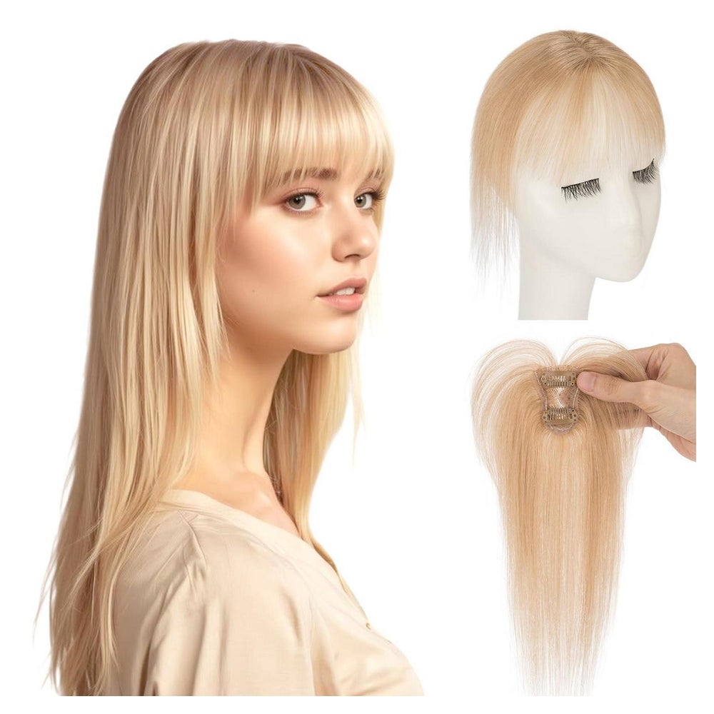 Pony Haarteil Clip in Echthaar Extensions Wispy Bangs 27 Dun 1 St