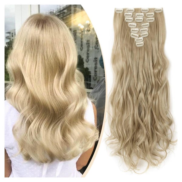 Haarverlängerungen ClipIn Kopf 8Pcs 43 CM Ash blonde mix ble 1 St