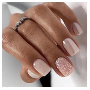 24 Künstliche Nägel Kurze Glitzer French Press on Nails Nude 1 St