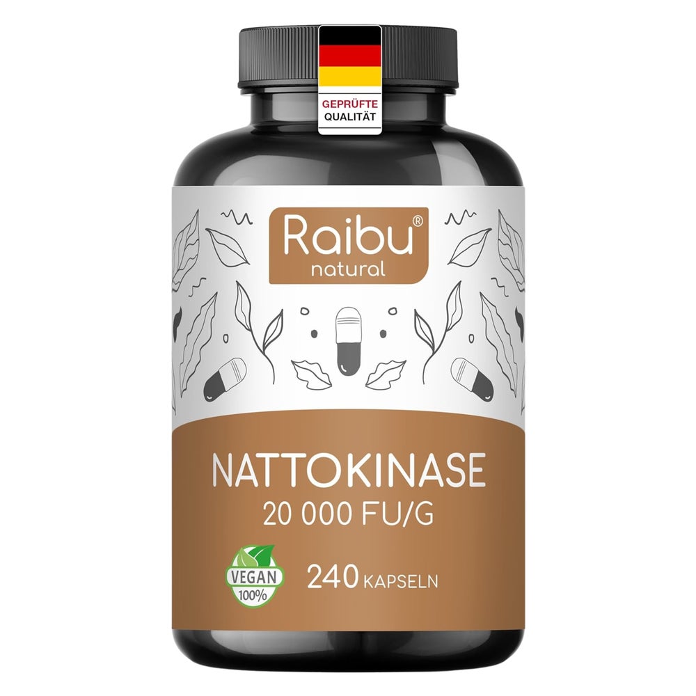 Nattokinase Kapseln 20.000 FU/g Hochdosiert - RAIBU 240 St