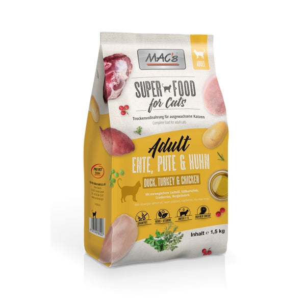 MAC's CAT Trockenfutter Adult - Ente, Pute & Huhn 1,5 kg