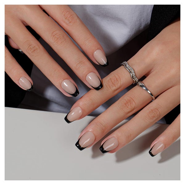 Künstliche Nägel French Tip Eckig Sarg Mittel 30er Schwarz f 1 St