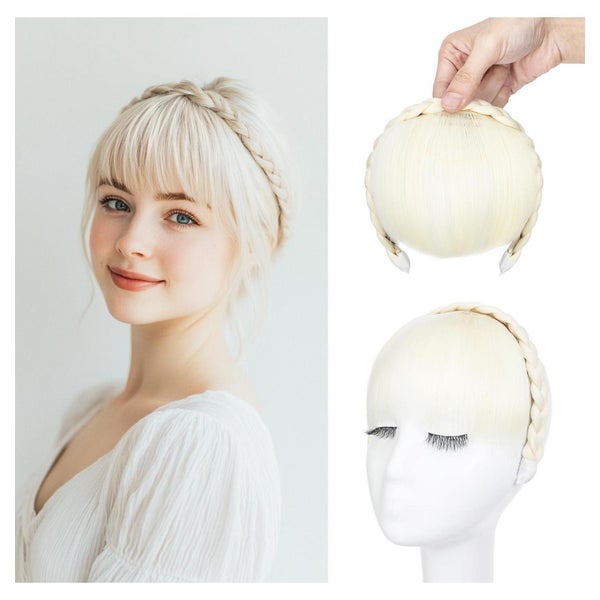 Stirnband Pony Fransen Perücke Haarverlängerung Bleichblond 1 St