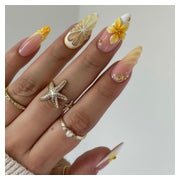 Künstliche Fingernägel Press on Almond French 3D Blumen FC-D 1 St