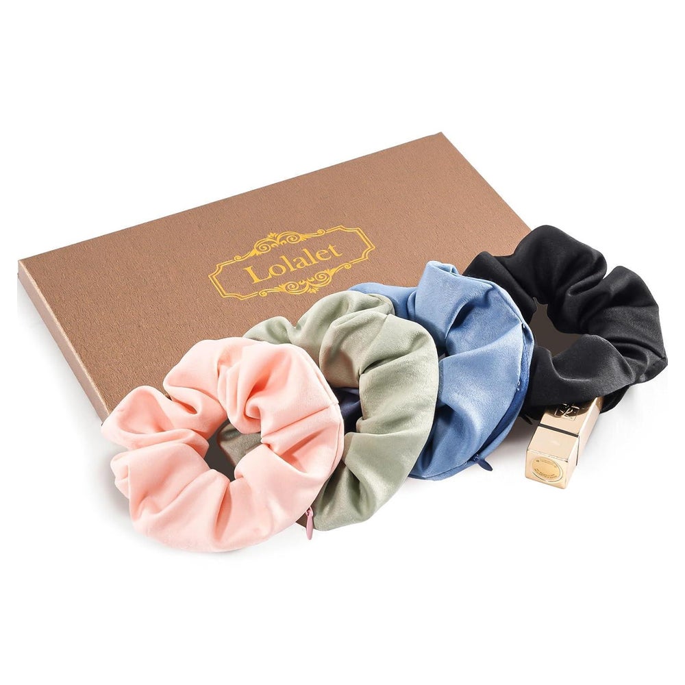 4er-Pack Lolalet Haargummis Scrunchies mit versteckter Tasch 1 St