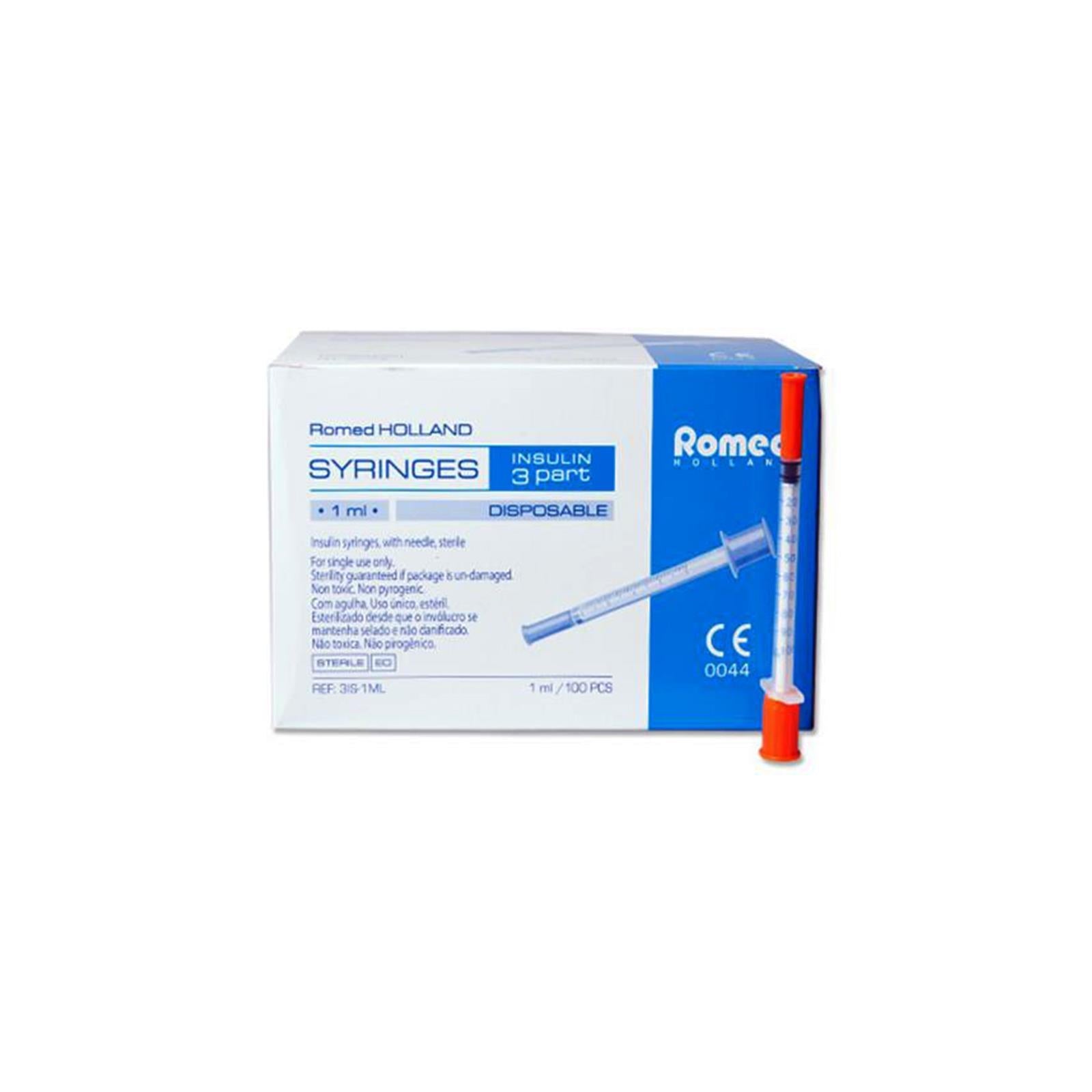 Romed Insulinspritzen steril mit Kanüle 100 Stück 1 ml 29G x 0,5 U100 100 St