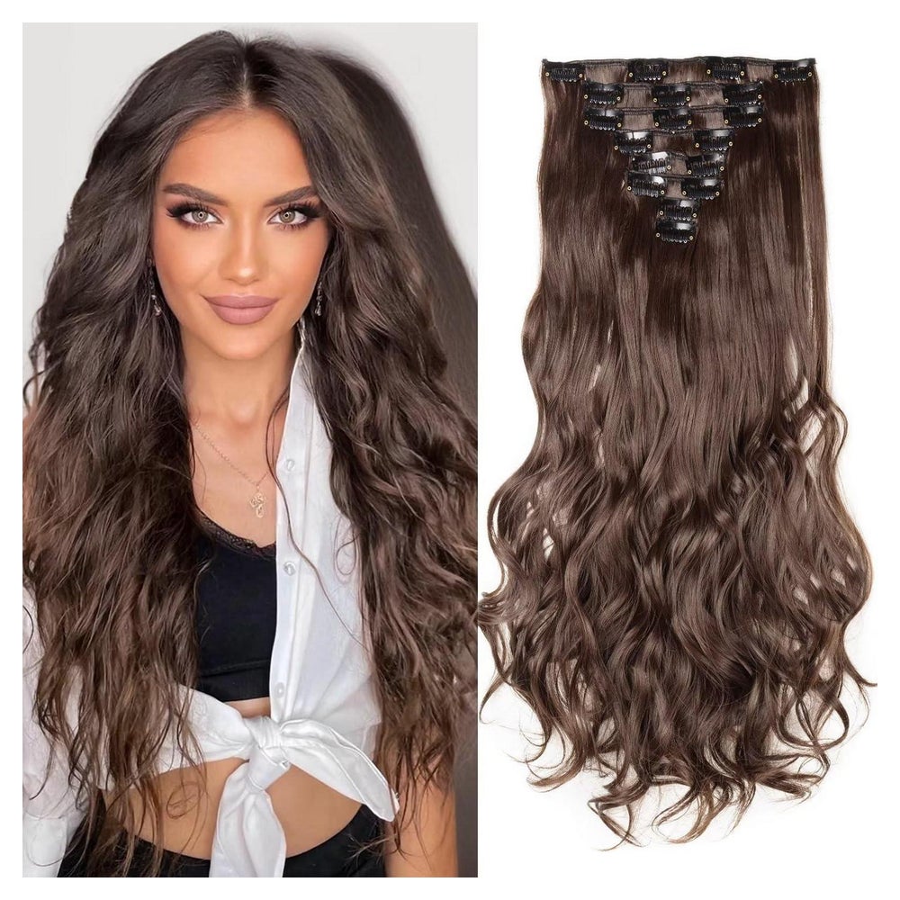 Clip in Extensions Echthaar Haarverlängerung Gewellt 43 cm M 1 St