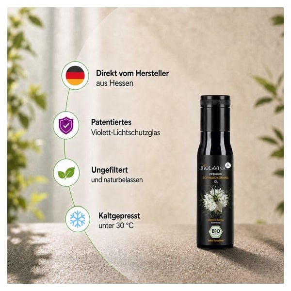 BIOLAVIVA Schwarzkümmelöl | Bio |kaltgepresst | 100ml x 1 St
