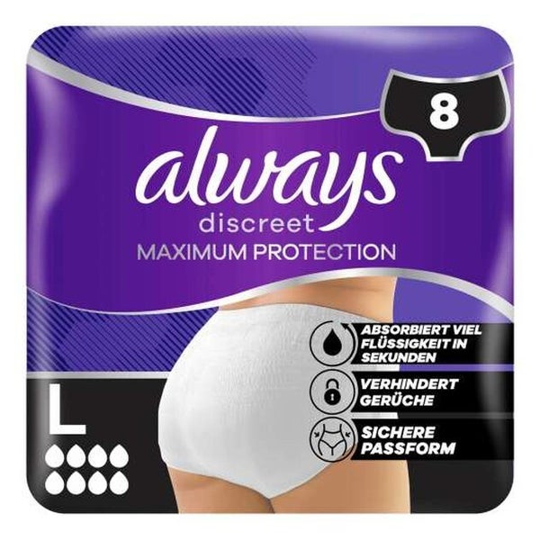 Always Discreet Maxi Schutz Höschen Größe L 8 Tröpfchen 8 Stück 1 St