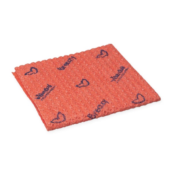 Vileda Professional Breazy Kurzzeittuch, 35 x 35,5 cm – Wellenstruktur, hohe Schmutzaufnahme, waschbar - 1 Packung = 25 Stück, rot