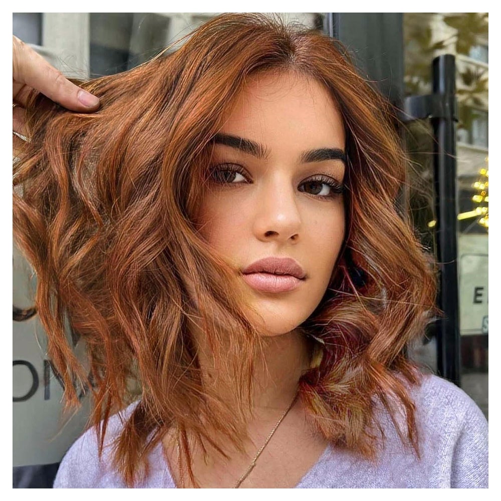 Perücke Bob Lace Mittelteil Lockig Synthetisch Auburn Mittel 1 St