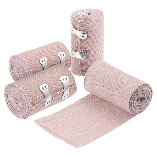 Healifty Elastische Bandage Wrap Set 4 Rollen 8 Clips Knie H 1 St