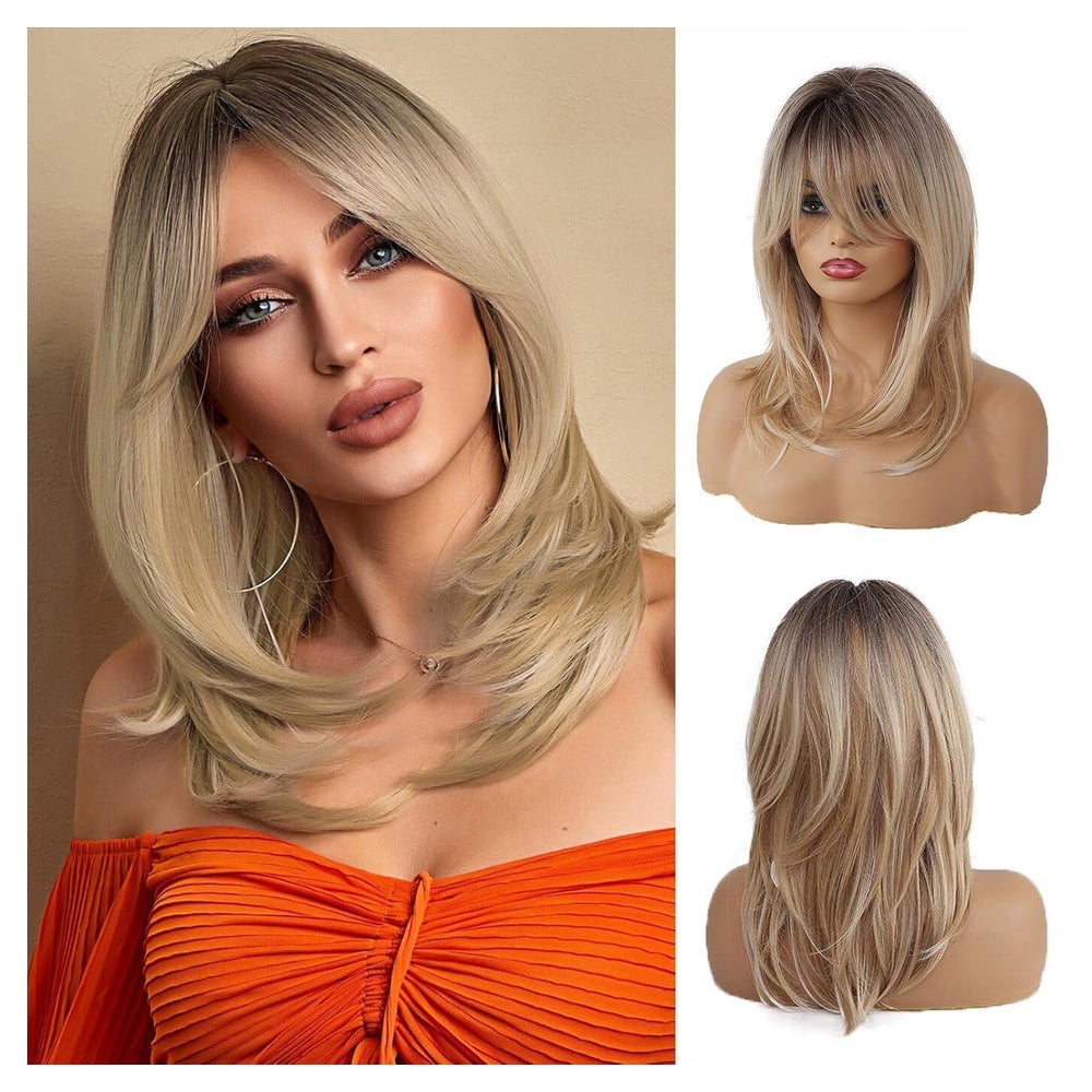 OUFEI 16 Zoll Ombre Blonde Lange Synthetische Haarperücke La 1 St