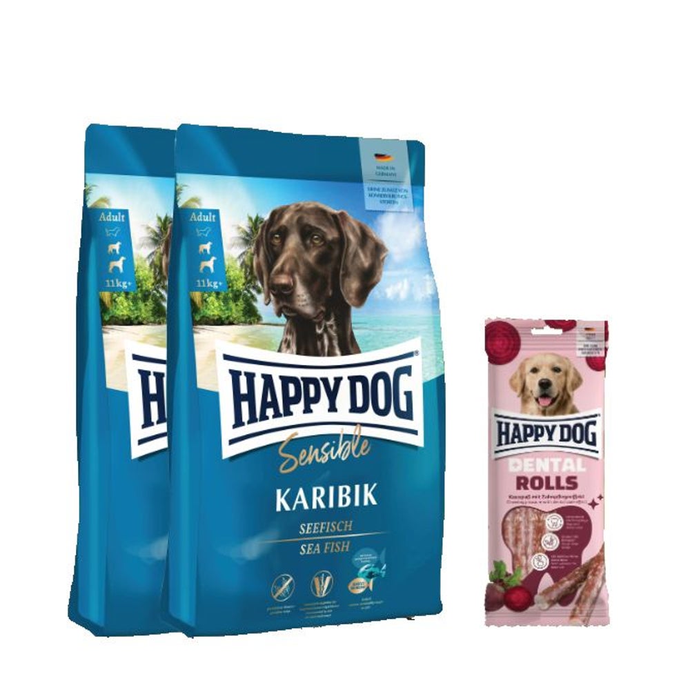 Sensible Karibik Doppelpack + Dental Snacks Dental Rolls 22,1 kg