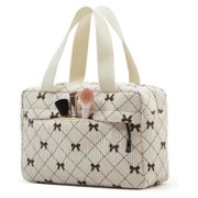 Kosmetiktasche Damen Cord Reise Kulturtasche Bowknot Beige 1 St