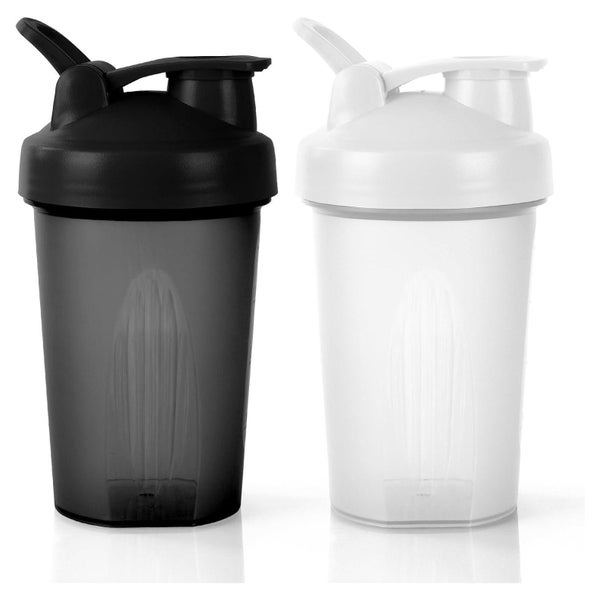 AOGOE Protein Shaker 400ml mit Messskala, Henkel und Edelstahl-Mischkugel - BPA