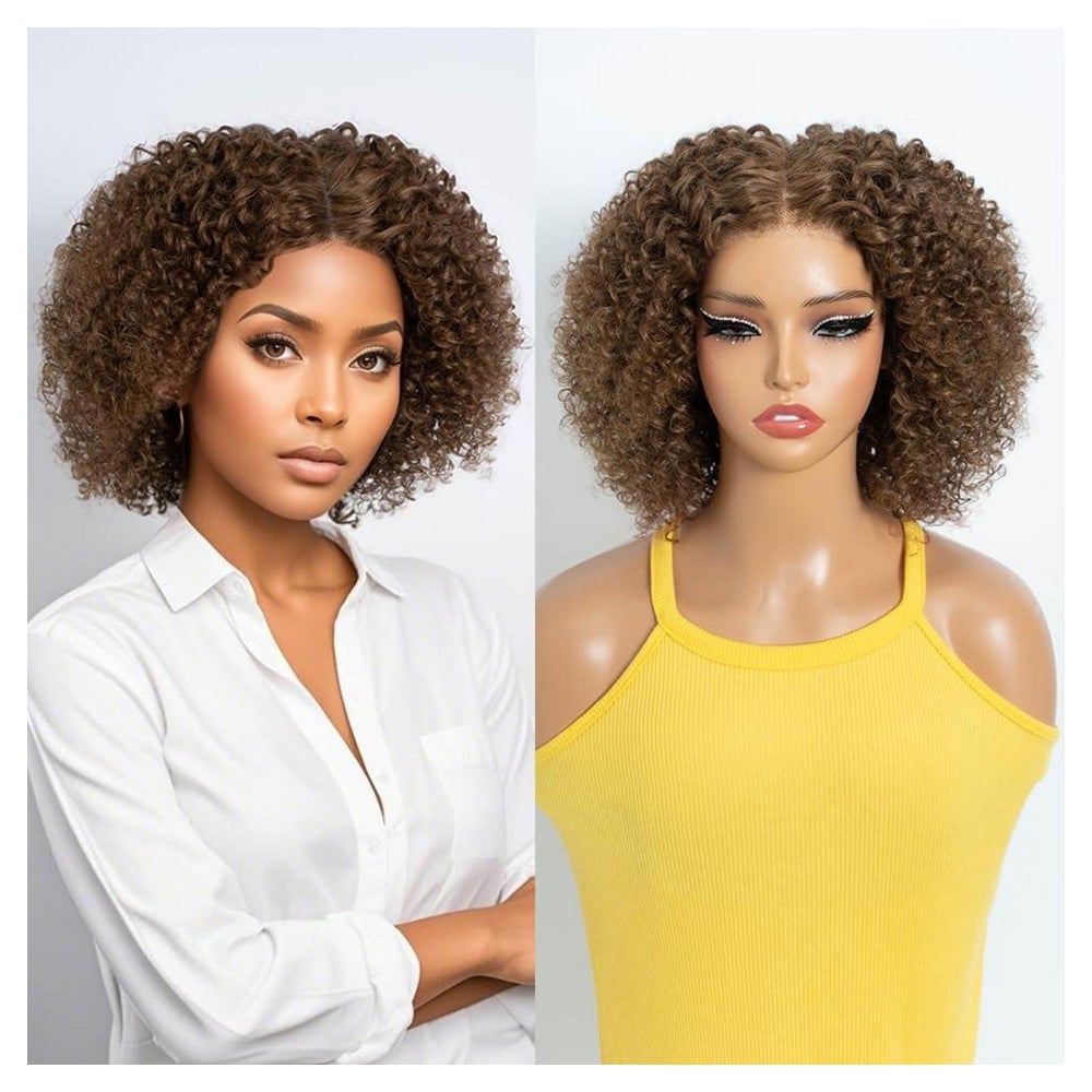 Perücke Curly Bob Echthaar brasilianisch 180Dichte Lacefront 1 St
