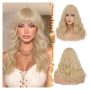 Perücke Pony Frauen Synthetik Locken 46 cm Beige Blond Mix 1 St