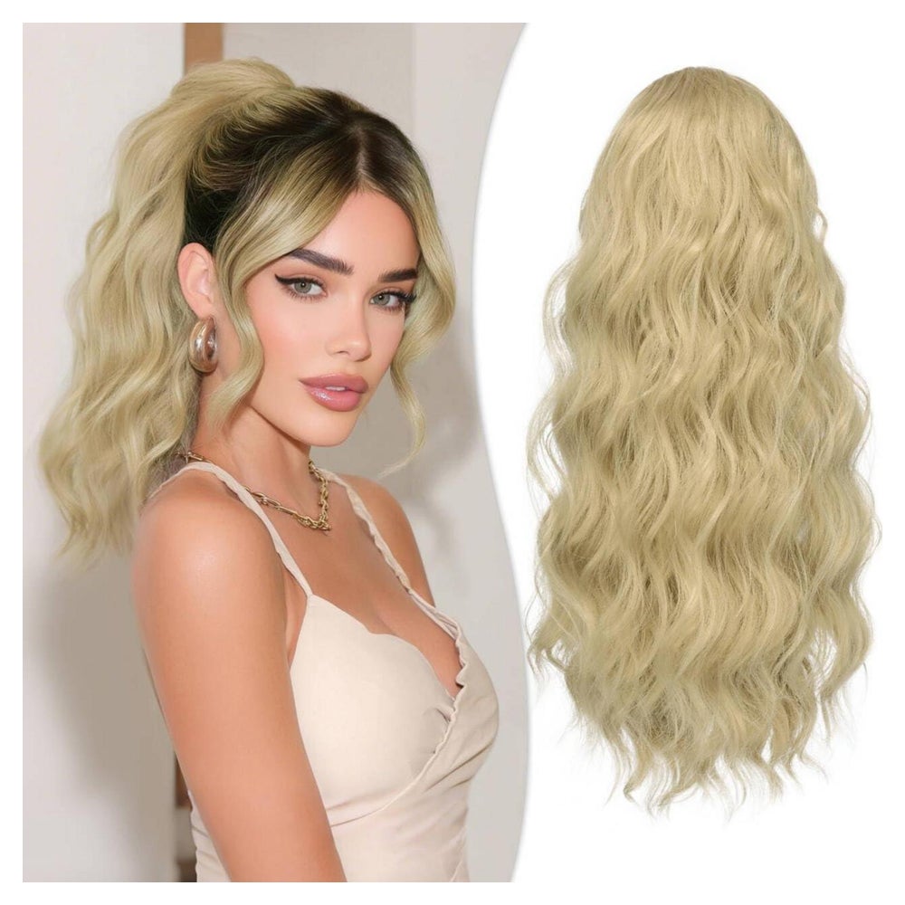 Pferdeschwanz Haarteil Clip in 40 CM Warmes Blond mit Highli 1 St